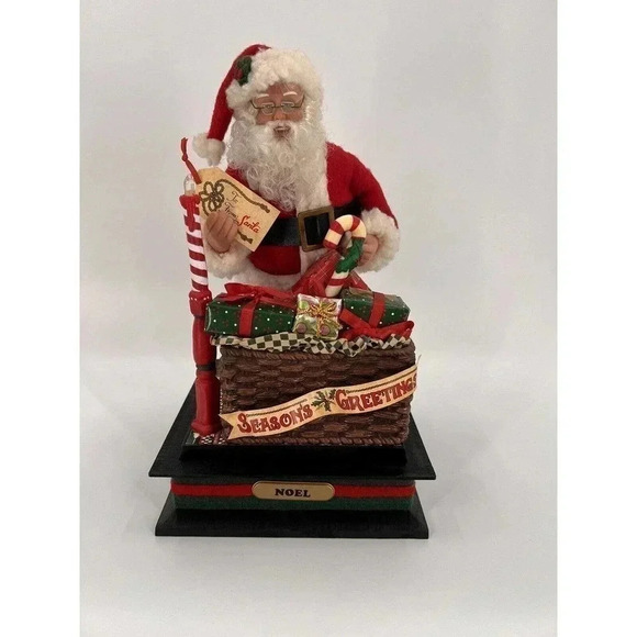 Santa Musical Scene Holiday Creations 1993 Toy Shop Bag Of Presents w/ Light 12” - Picture 2 of 10